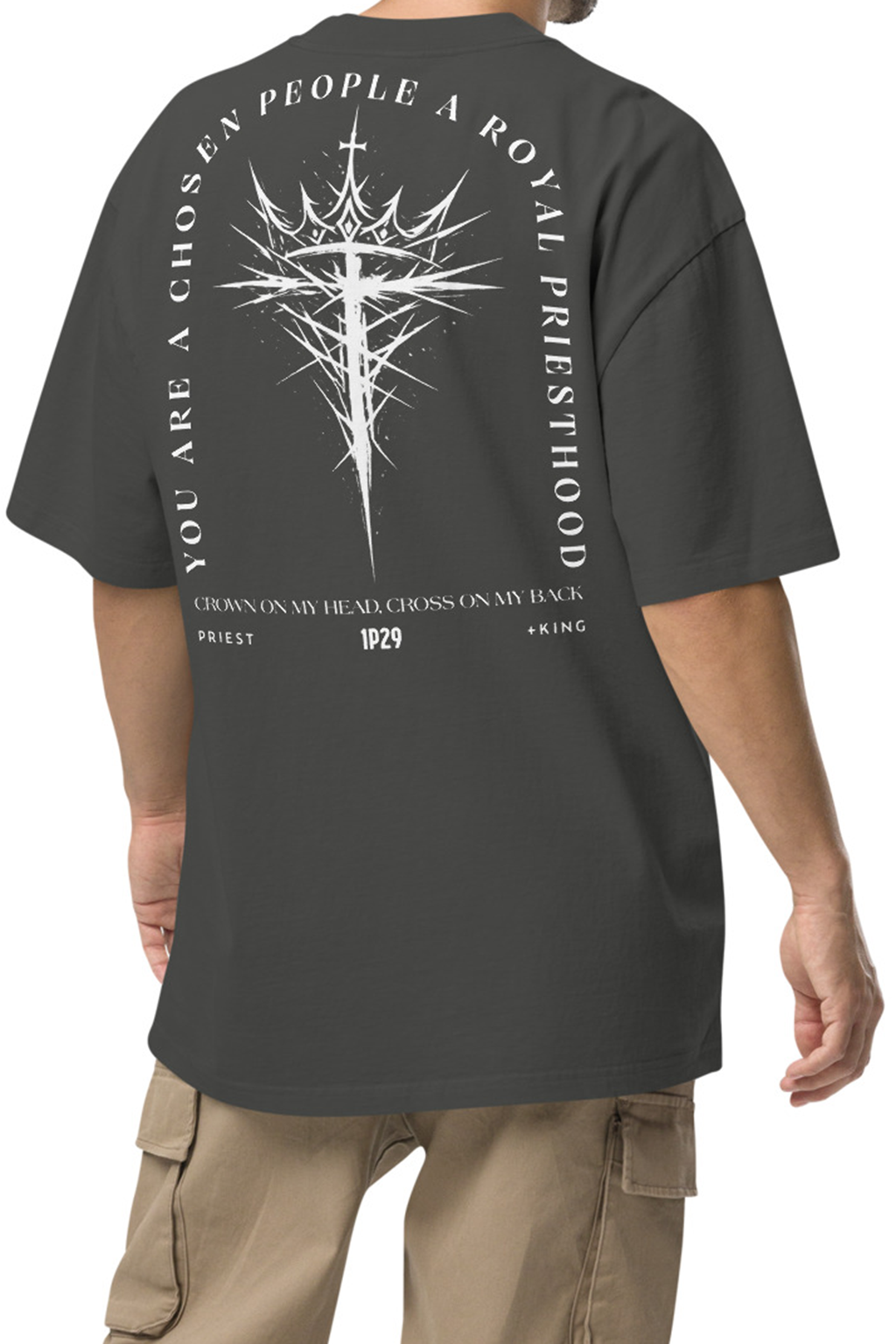 Cross on My Back Oversized Tee - Dark